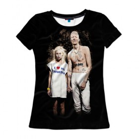 Женская футболка 3D с принтом Die Antwoord в Белгороде, 100% полиэфир ( синтетическое хлопкоподобное полотно) | прямой крой, круглый вырез горловины, длина до линии бедер | die antwoord | ninja | yo landi | йо ланди фиссер | музыка | рэп рейв