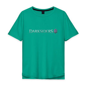 Мужская футболка хлопок Oversize с принтом Darksiders 3 в Белгороде, 100% хлопок | свободный крой, круглый ворот, “спинка” длиннее передней части | Тематика изображения на принте: 3 | darkside | darksider | darksiders | апокалипсиса | всадники | даркайдерс | дарксайд | дарксайдер | лого | логотип | ярость