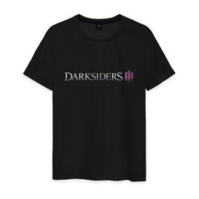 Мужская футболка хлопок с принтом Darksiders 3 в Белгороде, 100% хлопок | прямой крой, круглый вырез горловины, длина до линии бедер, слегка спущенное плечо. | Тематика изображения на принте: 3 | darkside | darksider | darksiders | апокалипсиса | всадники | даркайдерс | дарксайд | дарксайдер | лого | логотип | ярость