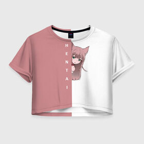 Женская футболка Cropp-top с принтом хентай в Белгороде, 100% полиэстер | круглая горловина, длина футболки до линии талии, рукава с отворотами | ahegao | anime | kodome | manga | senpai | аниме | анимэ | ахегао | кодоме | манга | меха | сенпай | юри | яой