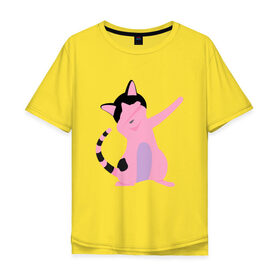 Мужская футболка хлопок Oversize с принтом Cute cat в Белгороде, 100% хлопок | свободный крой, круглый ворот, “спинка” длиннее передней части | 