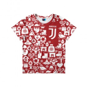 Детская футболка 3D с принтом Juventus Новогодний в Белгороде, 100% гипоаллергенный полиэфир | прямой крой, круглый вырез горловины, длина до линии бедер, чуть спущенное плечо, ткань немного тянется | club | football | juventus | белый | италия | клуб | форма | черный | ювентус