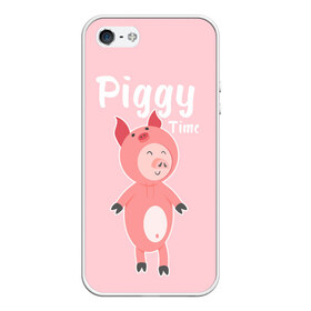 Чехол для iPhone 5/5S матовый с принтом Piggy Time в Белгороде, Силикон | Область печати: задняя сторона чехла, без боковых панелей | 2019 | merry christmas | new year | год свиньи | зима | новый год | поросенок | праздник | рождество | свинка | свинья