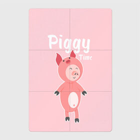 Магнитный плакат 2Х3 с принтом Piggy Time в Белгороде, Полимерный материал с магнитным слоем | 6 деталей размером 9*9 см | Тематика изображения на принте: 2019 | merry christmas | new year | год свиньи | зима | новый год | поросенок | праздник | рождество | свинка | свинья