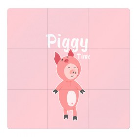 Магнитный плакат 3Х3 с принтом Piggy Time в Белгороде, Полимерный материал с магнитным слоем | 9 деталей размером 9*9 см | 2019 | merry christmas | new year | год свиньи | зима | новый год | поросенок | праздник | рождество | свинка | свинья