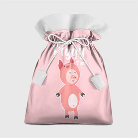 Подарочный 3D мешок с принтом Piggy Time в Белгороде, 100% полиэстер | Размер: 29*39 см | 2019 | merry christmas | new year | год свиньи | зима | новый год | поросенок | праздник | рождество | свинка | свинья