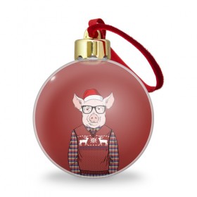 Ёлочный шар с принтом New Year Pig в Белгороде, Пластик | Диаметр: 77 мм | 2019 | merry christmas | new year | год свиньи | зима | новый год | поросенок | праздник | рождество | свинка | свинья