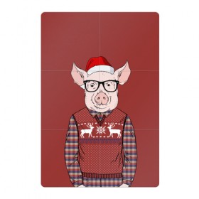 Магнитный плакат 2Х3 с принтом New Year Pig в Белгороде, Полимерный материал с магнитным слоем | 6 деталей размером 9*9 см | 2019 | merry christmas | new year | год свиньи | зима | новый год | поросенок | праздник | рождество | свинка | свинья