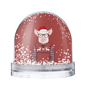 Водяной шар с принтом New Year Pig в Белгороде, Пластик | Изображение внутри шара печатается на глянцевой фотобумаге с двух сторон | 2019 | merry christmas | new year | год свиньи | зима | новый год | поросенок | праздник | рождество | свинка | свинья