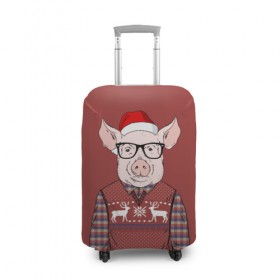Чехол для чемодана 3D с принтом New Year Pig в Белгороде, 86% полиэфир, 14% спандекс | двустороннее нанесение принта, прорези для ручек и колес | 2019 | merry christmas | new year | год свиньи | зима | новый год | поросенок | праздник | рождество | свинка | свинья