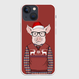 Чехол для iPhone 13 mini с принтом New Year Pig в Белгороде,  |  | 2019 | merry christmas | new year | год свиньи | зима | новый год | поросенок | праздник | рождество | свинка | свинья
