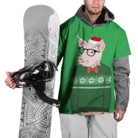 Накидка на куртку 3D с принтом New Year Hipster Pig в Белгороде, 100% полиэстер |  | 2019 | merry christmas | new year | год свиньи | зима | новый год | поросенок | праздник | рождество | свинка | свинья