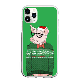 Чехол для iPhone 11 Pro матовый с принтом New Year Hipster Pig в Белгороде, Силикон |  | 2019 | merry christmas | new year | год свиньи | зима | новый год | поросенок | праздник | рождество | свинка | свинья