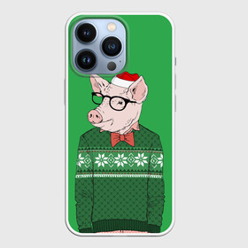 Чехол для iPhone 13 Pro с принтом New Year Hipster Pig в Белгороде,  |  | 2019 | merry christmas | new year | год свиньи | зима | новый год | поросенок | праздник | рождество | свинка | свинья
