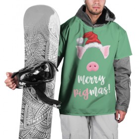 Накидка на куртку 3D с принтом Merry Pigmas в Белгороде, 100% полиэстер |  | 2019 | merry christmas | new year | год свиньи | зима | новый год | поросенок | праздник | рождество | свинка | свинья
