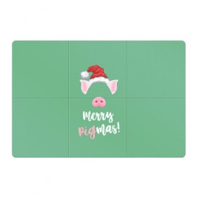 Магнитный плакат 3Х2 с принтом Merry Pigmas в Белгороде, Полимерный материал с магнитным слоем | 6 деталей размером 9*9 см | Тематика изображения на принте: 2019 | merry christmas | new year | год свиньи | зима | новый год | поросенок | праздник | рождество | свинка | свинья