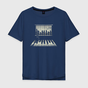 Мужская футболка хлопок Oversize с принтом Город музыки в Белгороде, 100% хлопок | свободный крой, круглый ворот, “спинка” длиннее передней части | urban | гитара | город | город музыки | звуки | клавиши | минимализм | музыка | пианино | птицы | рояль