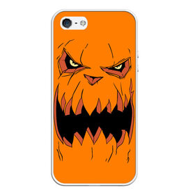 Чехол для iPhone 5/5S матовый с принтом Halloween в Белгороде, Силикон | Область печати: задняя сторона чехла, без боковых панелей | Тематика изображения на принте: halloween | orange | pumpkin | scary | оранжевая | страшная | тыква | ужас | хэллоуин