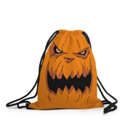 Рюкзак-мешок 3D с принтом Halloween в Белгороде, 100% полиэстер | плотность ткани — 200 г/м2, размер — 35 х 45 см; лямки — толстые шнурки, застежка на шнуровке, без карманов и подкладки | Тематика изображения на принте: halloween | orange | pumpkin | scary | оранжевая | страшная | тыква | ужас | хэллоуин