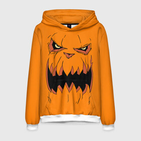Мужская толстовка 3D с принтом Halloween в Белгороде, 100% полиэстер | двухслойный капюшон со шнурком для регулировки, мягкие манжеты на рукавах и по низу толстовки, спереди карман-кенгуру с мягким внутренним слоем. | halloween | orange | pumpkin | scary | оранжевая | страшная | тыква | ужас | хэллоуин