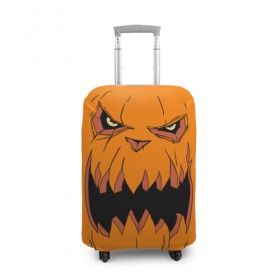 Чехол для чемодана 3D с принтом Halloween в Белгороде, 86% полиэфир, 14% спандекс | двустороннее нанесение принта, прорези для ручек и колес | halloween | orange | pumpkin | scary | оранжевая | страшная | тыква | ужас | хэллоуин