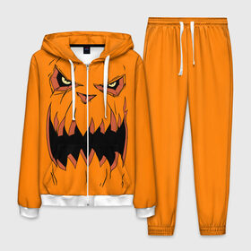 Мужской костюм 3D с принтом Halloween в Белгороде, 100% полиэстер | Манжеты и пояс оформлены тканевой резинкой, двухслойный капюшон со шнурком для регулировки, карманы спереди | halloween | orange | pumpkin | scary | оранжевая | страшная | тыква | ужас | хэллоуин
