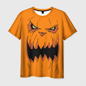 Мужская футболка 3D с принтом Halloween в Белгороде, 100% полиэфир | прямой крой, круглый вырез горловины, длина до линии бедер | halloween | orange | pumpkin | scary | оранжевая | страшная | тыква | ужас | хэллоуин