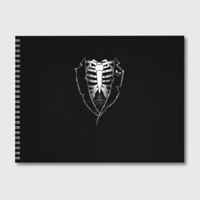 Альбом для рисования с принтом Скелет в Белгороде, 100% бумага
 | матовая бумага, плотность 200 мг. | deadman | death | halloween | ribs | skeleton | мертвец | ребра | скелет | хеллоуин | хэллоуин