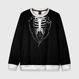 Детский свитшот 3D с принтом Скелет в Белгороде, 100% полиэстер | свободная посадка, прямой крой, мягкая тканевая резинка на рукавах и понизу свитшота | deadman | death | halloween | ribs | skeleton | мертвец | ребра | скелет | хеллоуин | хэллоуин