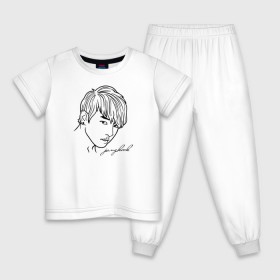 Детская пижама хлопок с принтом BTS - Jungkook в Белгороде, 100% хлопок |  брюки и футболка прямого кроя, без карманов, на брюках мягкая резинка на поясе и по низу штанин
 | 