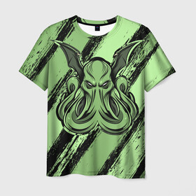 Мужская футболка 3D с принтом Ктулху в Белгороде, 100% полиэфир | прямой крой, круглый вырез горловины, длина до линии бедер | cthulhu | божество | кракен | лавкрафт | миф | монстр | океан | чудовище