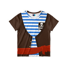 Детская футболка 3D с принтом Костюм пирата в Белгороде, 100% гипоаллергенный полиэфир | прямой крой, круглый вырез горловины, длина до линии бедер, чуть спущенное плечо, ткань немного тянется | детские костюмы | костюм на новый год | праздник | утренник