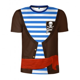 Мужская футболка 3D спортивная с принтом Костюм пирата в Белгороде, 100% полиэстер с улучшенными характеристиками | приталенный силуэт, круглая горловина, широкие плечи, сужается к линии бедра | детские костюмы | костюм на новый год | праздник | утренник