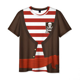 Мужская футболка 3D с принтом Костюм пирата в красную полоску в Белгороде, 100% полиэфир | прямой крой, круглый вырез горловины, длина до линии бедер | детские костюмы | костюм на новый год | праздник | утренник