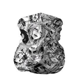 Бандана-труба 3D с принтом Manga ahegao в Белгороде, 100% полиэстер, ткань с особыми свойствами — Activecool | плотность 150‒180 г/м2; хорошо тянется, но сохраняет форму | ahegao | manga | ахегао | комиксы | лицо | манга | паттрен | чернобелый | эмоции