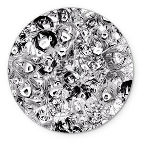 Коврик круглый с принтом Manga ahegao в Белгороде, резина и полиэстер | круглая форма, изображение наносится на всю лицевую часть | ahegao | manga | ахегао | комиксы | лицо | манга | паттрен | чернобелый | эмоции