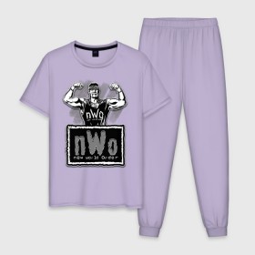 Мужская пижама хлопок с принтом Халк Хоган NWO в Белгороде, 100% хлопок | брюки и футболка прямого кроя, без карманов, на брюках мягкая резинка на поясе и по низу штанин
 | 