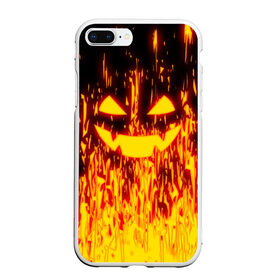 Чехол для iPhone 7Plus/8 Plus матовый с принтом FIRE PUMPKIN в Белгороде, Силикон | Область печати: задняя сторона чехла, без боковых панелей | fire | halloween | искры | огонь | праздник | тыква | хэллоуин