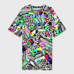 Платье-футболка 3D с принтом Экран профилактики в Белгороде,  |  | абстракция | геометрия | настройка | паттрен | писк | профилактика | сигнал | таблица | телевидение | телевизор | цвет