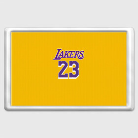 Магнит 45*70 с принтом James 18-19 LA Lakers home в Белгороде, Пластик | Размер: 78*52 мм; Размер печати: 70*45 | angeles | james | lakers | lebron | los | nba | usa | анджелес | джеймс | леброн | лейкерс | лос | нба | сша