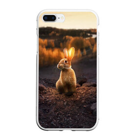 Чехол для iPhone 7Plus/8 Plus матовый с принтом Солнечный зайчик в Белгороде, Силикон | Область печати: задняя сторона чехла, без боковых панелей | заяц | кролик | лес | пейзаж | поле | природа | пушистый | солнце | уши