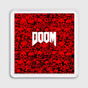 Магнит 55*55 с принтом DOOM в Белгороде, Пластик | Размер: 65*65 мм; Размер печати: 55*55 мм | devil | doom | hell | mark of the doom slayer | slayer | ад | гарнил | дум | знаки | иероглифы | компьютерные игры 2019 | преисподняя | символ | солдат