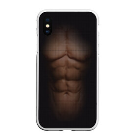 Чехол для iPhone XS Max матовый с принтом Сетка в Белгороде, Силикон | Область печати: задняя сторона чехла, без боковых панелей | Тематика изображения на принте: атлет | грудь | качёк | клетка | кубики | мужик | мышцы | парень | пресс | прозрачный | спорт | тело | торс | фигура