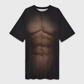 Платье-футболка 3D с принтом Сетка в Белгороде,  |  | атлет | грудь | качёк | клетка | кубики | мужик | мышцы | парень | пресс | прозрачный | спорт | тело | торс | фигура