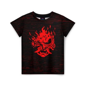 Детская футболка 3D с принтом CYBERPUNK 2077 в Белгороде, 100% гипоаллергенный полиэфир | прямой крой, круглый вырез горловины, длина до линии бедер, чуть спущенное плечо, ткань немного тянется | Тематика изображения на принте: 2019 | cd project red | cyberpunk 2077 | future | hack | night city | samurai | sci fi | андроиды | безумие | будущее | киберпанк 2077 | логотип | роботы | самураи | фантастика | цифры