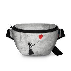 Поясная сумка 3D с принтом Бэнкси: Девочка с Шаром в Белгороде, 100% полиэстер | плотная ткань, ремень с регулируемой длиной, внутри несколько карманов для мелочей, основное отделение и карман с обратной стороны сумки застегиваются на молнию | art | balloon | banksy | culture | girl | graffity | heart | hearts | red | арт | бэнкси | граффити | девочка | девочка с шаром | красный | красным | культура | сердечки | сердечко | сердце | стрит | шар | шарик | шариком