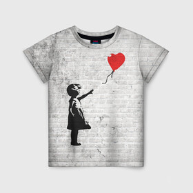 Детская футболка 3D с принтом Бэнкси: Девочка с Шаром в Белгороде, 100% гипоаллергенный полиэфир | прямой крой, круглый вырез горловины, длина до линии бедер, чуть спущенное плечо, ткань немного тянется | Тематика изображения на принте: art | balloon | banksy | culture | girl | graffity | heart | hearts | red | арт | бэнкси | граффити | девочка | девочка с шаром | красный | красным | культура | сердечки | сердечко | сердце | стрит | шар | шарик | шариком