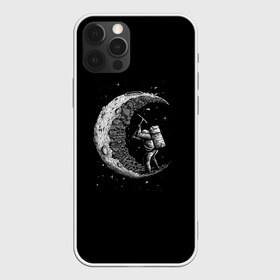 Чехол для iPhone 12 Pro Max с принтом Астронавт формирует луну в Белгороде, Силикон |  | Тематика изображения на принте: землекоп | камни | кирка | космонавт | космос | луна | небо | ночь | руда. добыча | рудокоп. | скала | скафандр | шлем