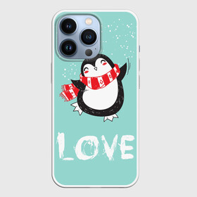 Чехол для iPhone 13 Pro с принтом Пингвин LOVE в Белгороде,  |  | linux | детская | зима | зимняя | лёд | новый год | пингвин | пингвин в снегу | пингвин в шарфе | пингвин любовь | пингвинчик | пингвины | северный полюс | снег | холод