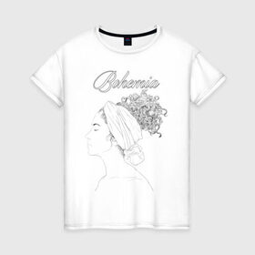 Женская футболка хлопок с принтом Богема в Белгороде, 100% хлопок | прямой крой, круглый вырез горловины, длина до линии бедер, слегка спущенное плечо | афро | грация | девушка | красота | мулатка